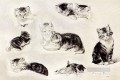 Un estudio de gatos bebiendo, durmiendo y jugando Henriette Ronner Knip